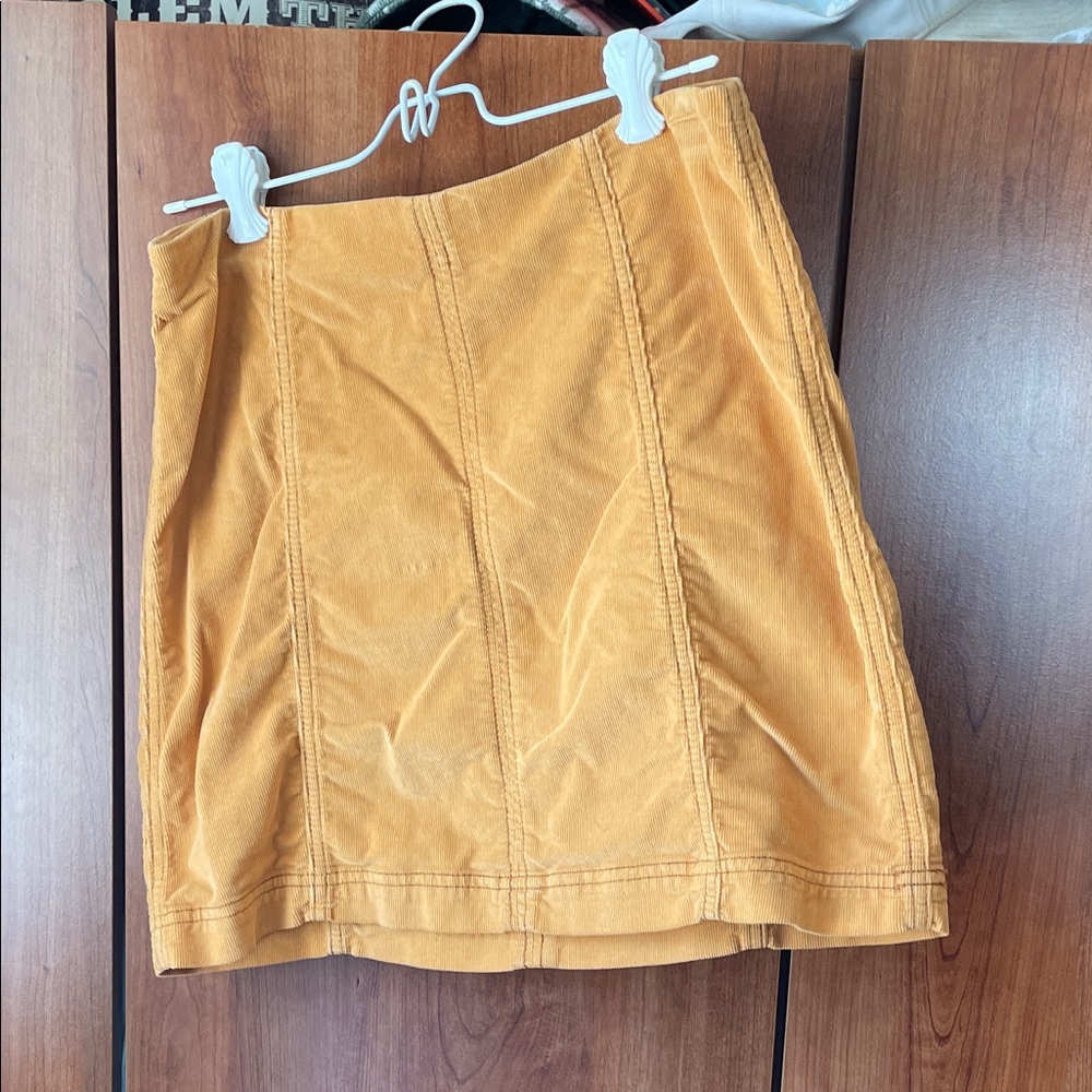 Free People Mustard Corduroy Mini Skirt